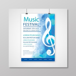 蓝白色高雅国际音乐节海报